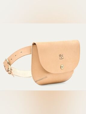 Il Bisonte Cow Hide Leather Belt Bag In Natural Color Small Waist Bag WIth DB